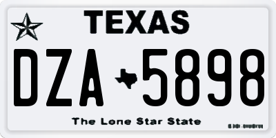 TX license plate DZA5898