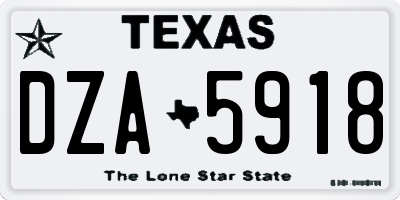 TX license plate DZA5918