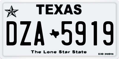TX license plate DZA5919