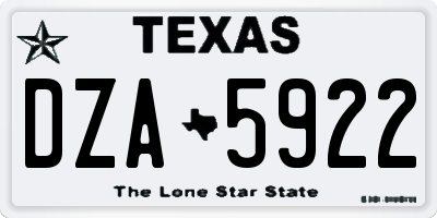 TX license plate DZA5922