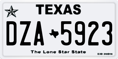 TX license plate DZA5923