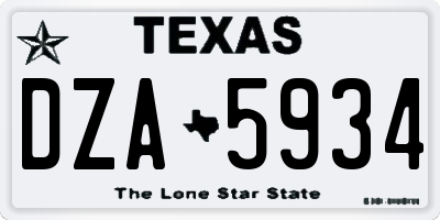TX license plate DZA5934