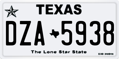 TX license plate DZA5938
