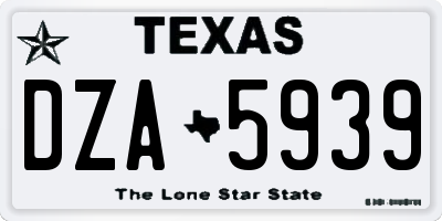 TX license plate DZA5939