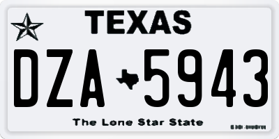TX license plate DZA5943