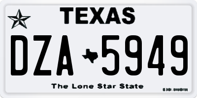 TX license plate DZA5949