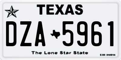 TX license plate DZA5961
