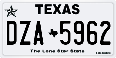 TX license plate DZA5962