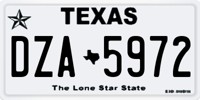 TX license plate DZA5972