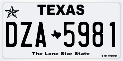 TX license plate DZA5981