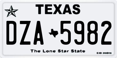 TX license plate DZA5982