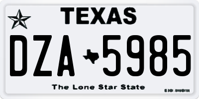 TX license plate DZA5985