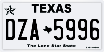 TX license plate DZA5996