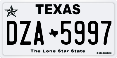 TX license plate DZA5997