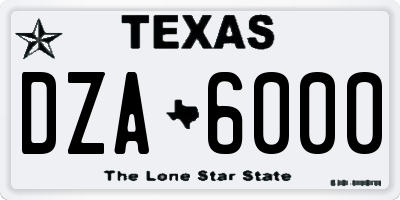TX license plate DZA6000