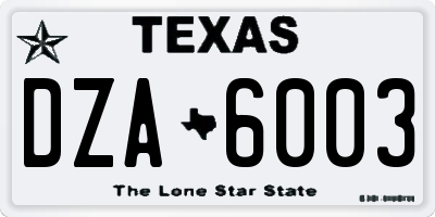 TX license plate DZA6003