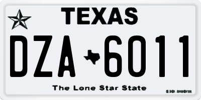 TX license plate DZA6011