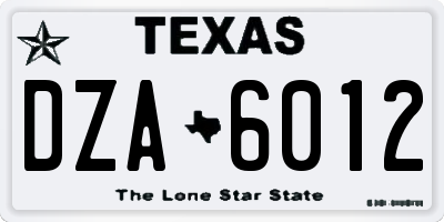TX license plate DZA6012