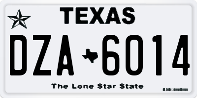 TX license plate DZA6014