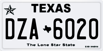 TX license plate DZA6020
