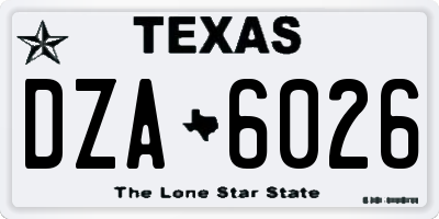 TX license plate DZA6026