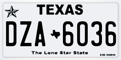 TX license plate DZA6036