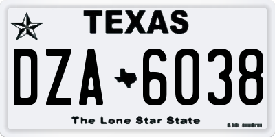 TX license plate DZA6038