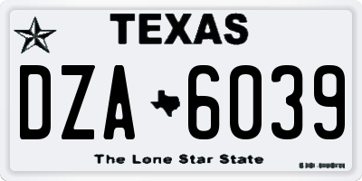 TX license plate DZA6039