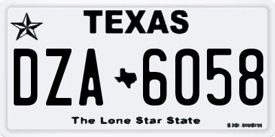 TX license plate DZA6058