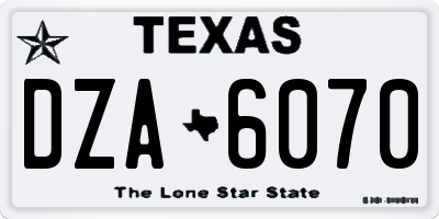 TX license plate DZA6070