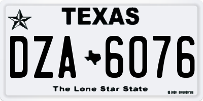 TX license plate DZA6076