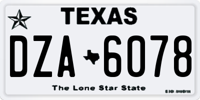 TX license plate DZA6078