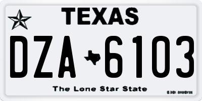 TX license plate DZA6103