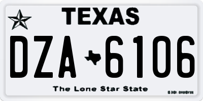 TX license plate DZA6106