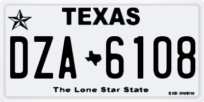TX license plate DZA6108