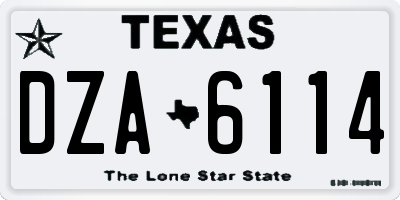 TX license plate DZA6114