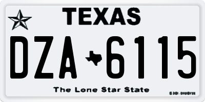 TX license plate DZA6115