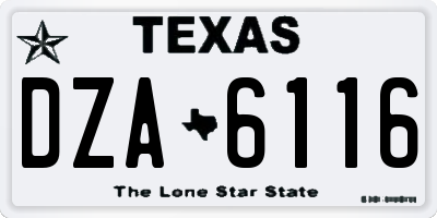TX license plate DZA6116