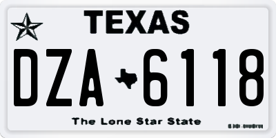 TX license plate DZA6118