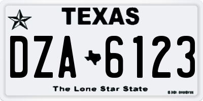 TX license plate DZA6123