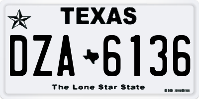 TX license plate DZA6136