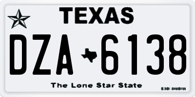 TX license plate DZA6138