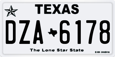 TX license plate DZA6178