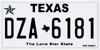 TX license plate DZA6181