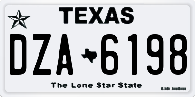 TX license plate DZA6198