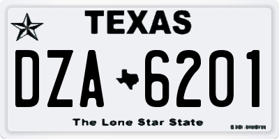 TX license plate DZA6201