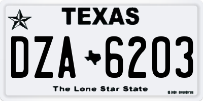 TX license plate DZA6203