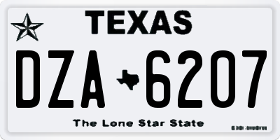 TX license plate DZA6207