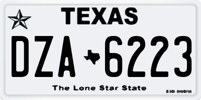 TX license plate DZA6223