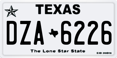 TX license plate DZA6226